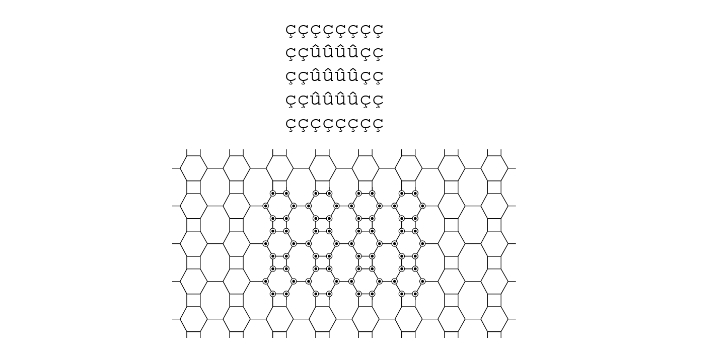 Ejemplo de fuente Hex Braille Regular